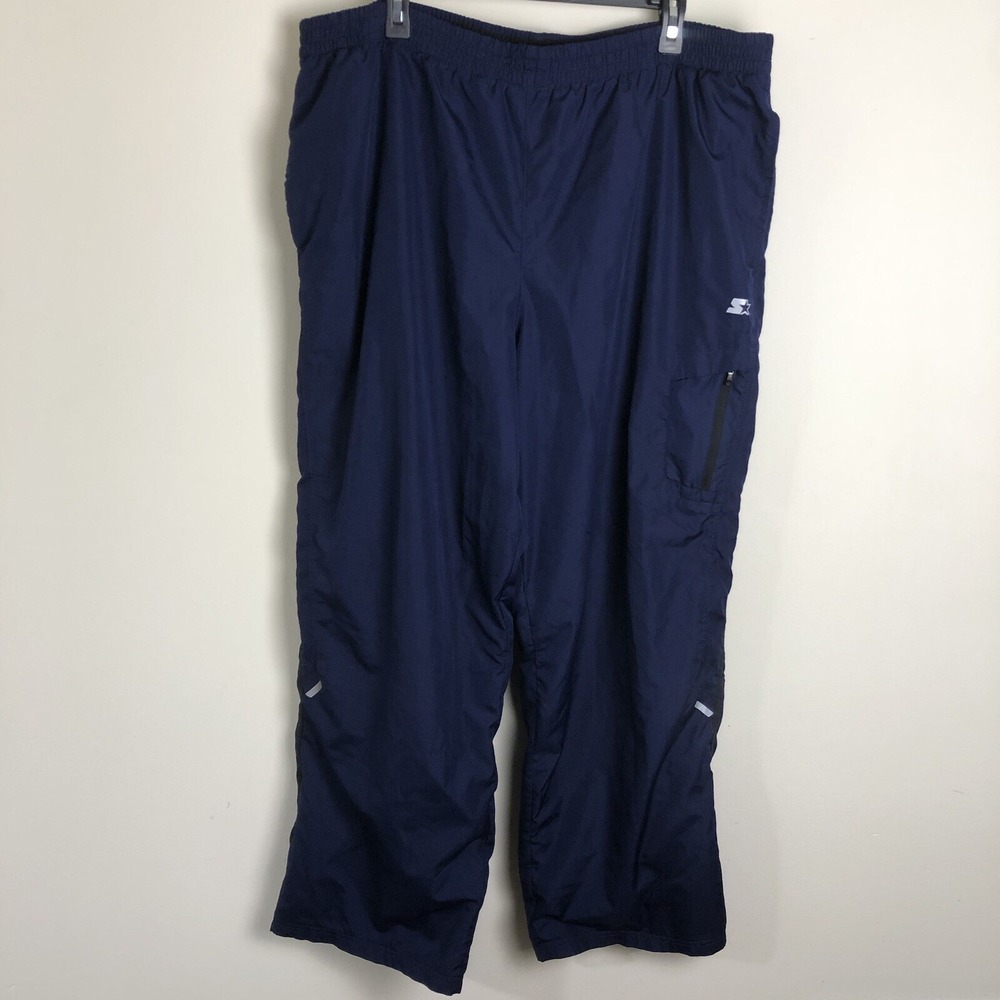 Starter Dri Star Pants Navy Size XL 40-42 Windbreaker Mesh Lined Ankle Zip Up